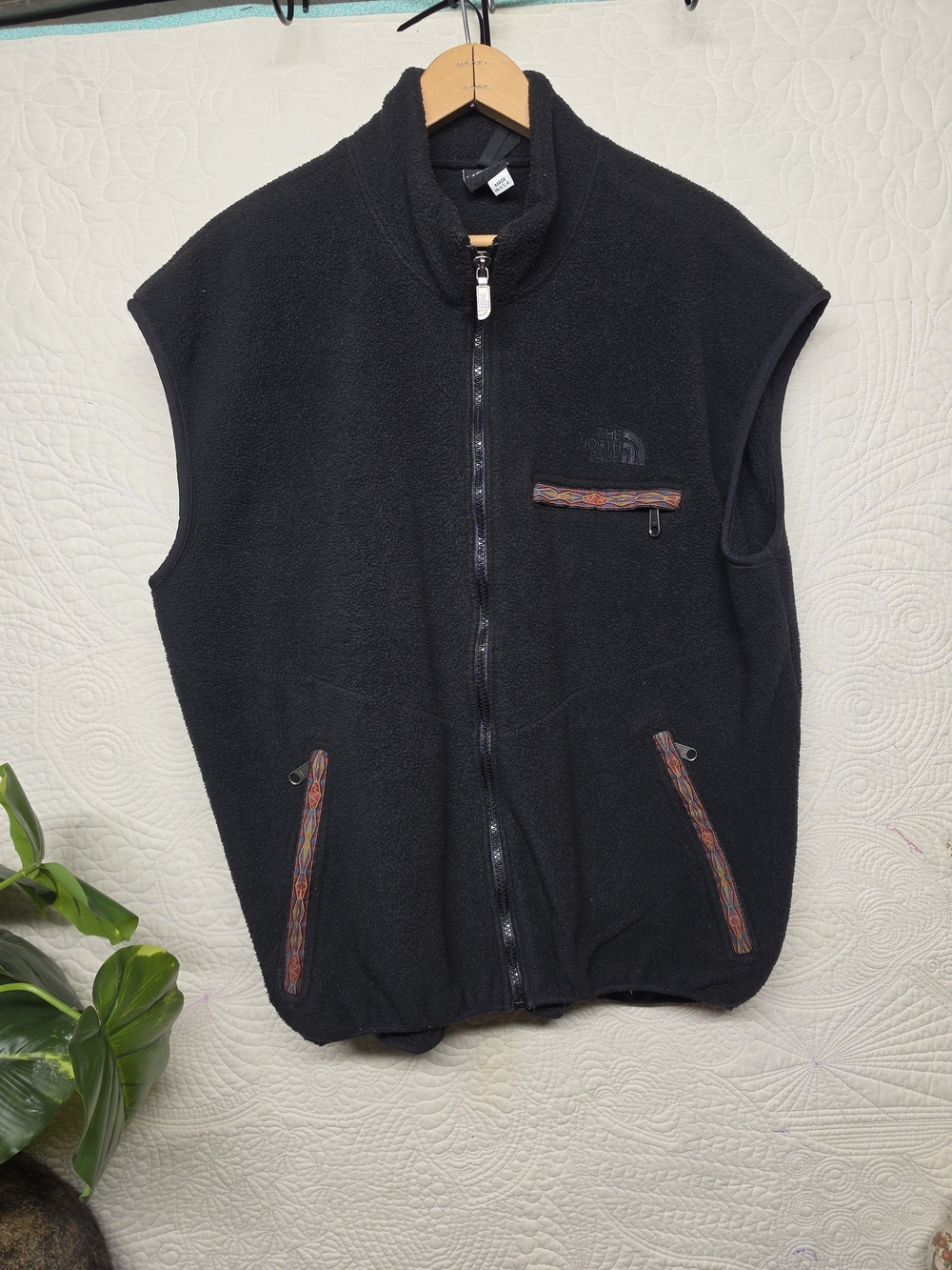 Vintage North Face Fleece Vest With Geometric Aztec Pocket Detail Gorpcore